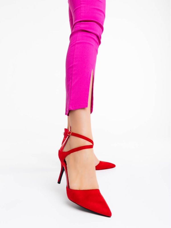 Дамски обувки червени  от текстилнен материал Siriadne, 2 - Kalapod.bg