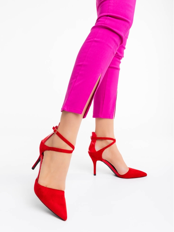 Дамски обувки червени  от текстилнен материал Siriadne, 3 - Kalapod.bg