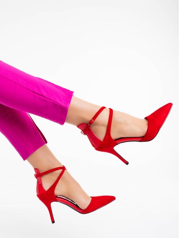 Дамски обувки червени  от текстилнен материал Siriadne, 4 - Kalapod.bg