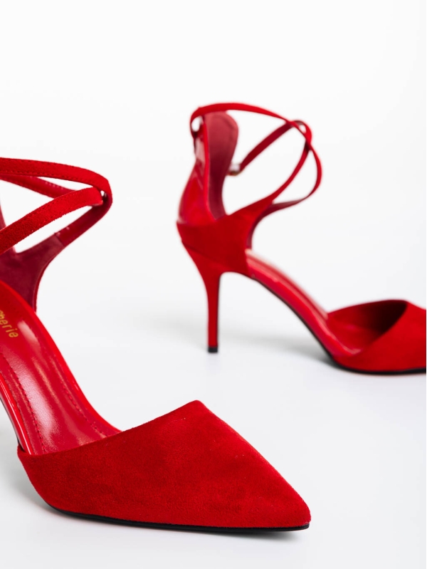 Дамски обувки червени  от текстилнен материал Siriadne, 6 - Kalapod.bg