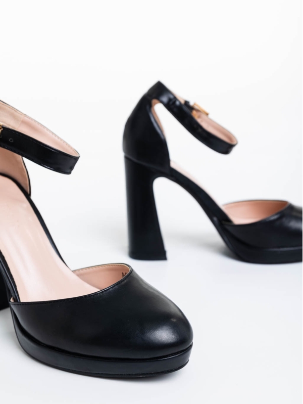 Дамски обувки с ток черни от текстилен материал Sieanna, 6 - Kalapod.bg