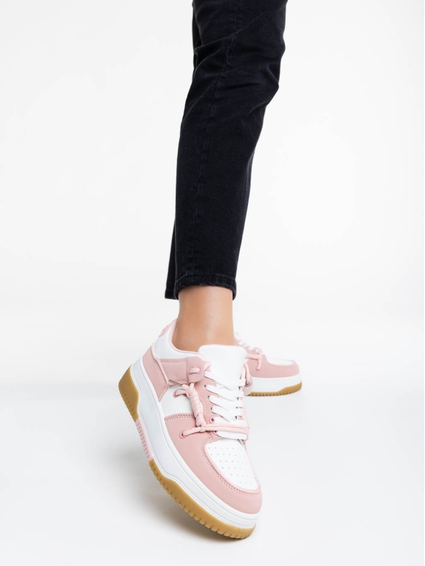 Дамски спортни обувки бели с розово  от екологична кожа Rheia, 2 - Kalapod.bg