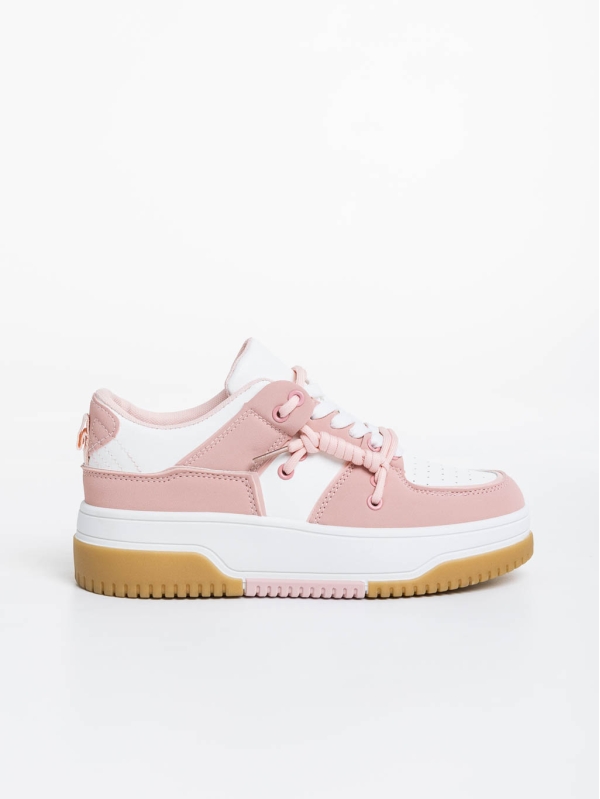 Дамски спортни обувки бели с розово  от екологична кожа Rheia, 5 - Kalapod.bg