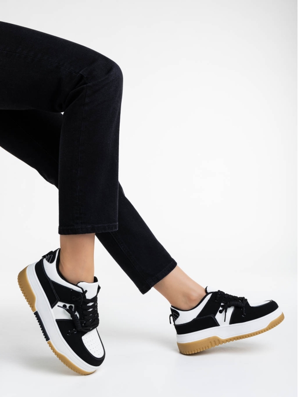 Дамски спортни обувки бели с черно от екологична кожа Rheia, 4 - Kalapod.bg