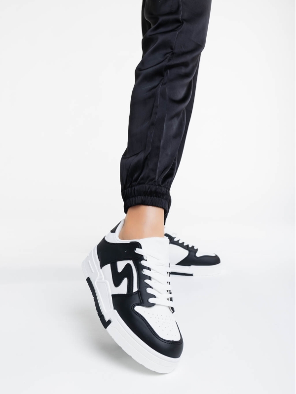 Дамски спортни обувки бели с черно от екологична кожа Ralanda, 2 - Kalapod.bg