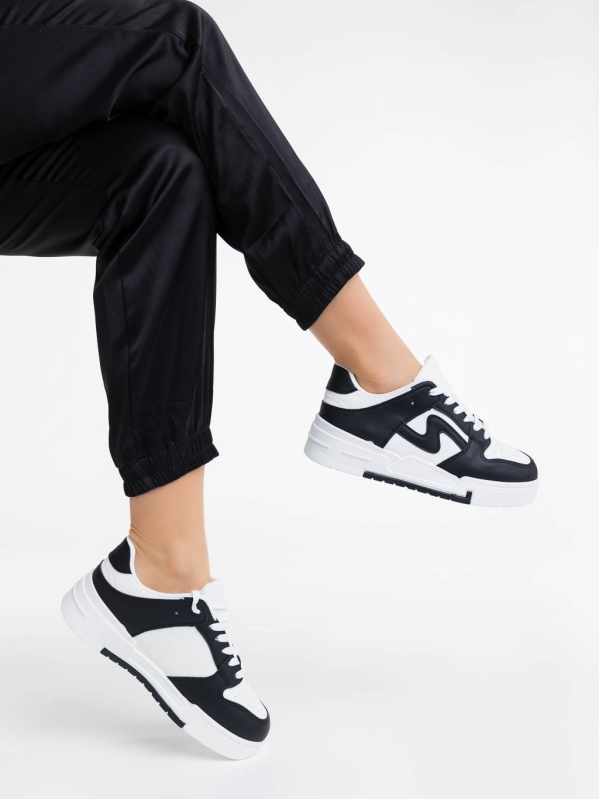 Дамски спортни обувки бели с черно от екологична кожа Ralanda, 4 - Kalapod.bg