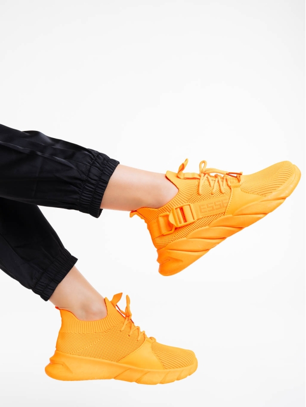 Дамски спортни обувки оранжеви от текстилен материал Renie, 4 - Kalapod.bg