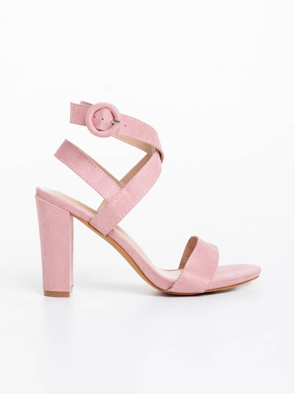 Дамски обувки с ток светло розови от текстилен материал Odella, 5 - Kalapod.bg