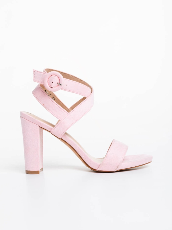 Дамски обувки с ток розови от текстилен материал Odella, 5 - Kalapod.bg