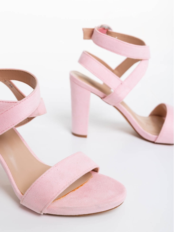 Дамски обувки с ток розови от текстилен материал Odella, 6 - Kalapod.bg