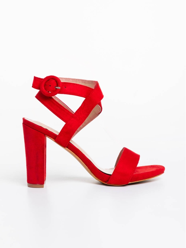 Дамски обувки с ток червени от текстилен материал Odella, 5 - Kalapod.bg