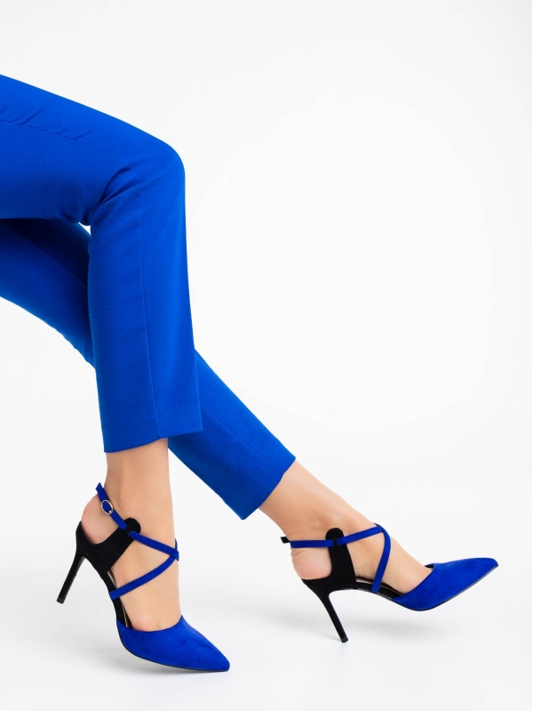 Дамски обувки сини от текстилен материал Saleena, 4 - Kalapod.bg