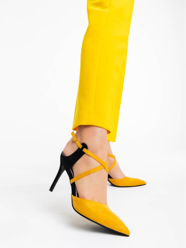 Дамски обувки жълти от текстилен материал Saleena, 2 - Kalapod.bg