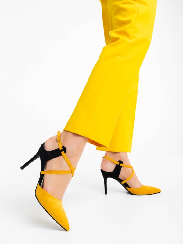 Дамски обувки жълти от текстилен материал Saleena, 3 - Kalapod.bg