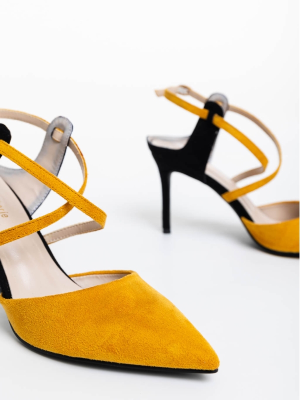 Дамски обувки жълти от текстилен материал Saleena, 6 - Kalapod.bg