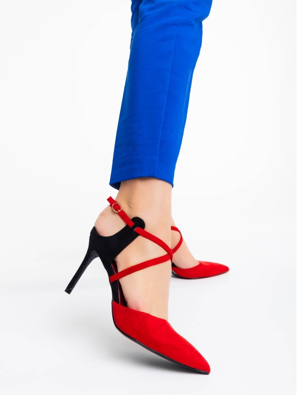 Дамски обувки червени от текстилен материал Saleena, 2 - Kalapod.bg