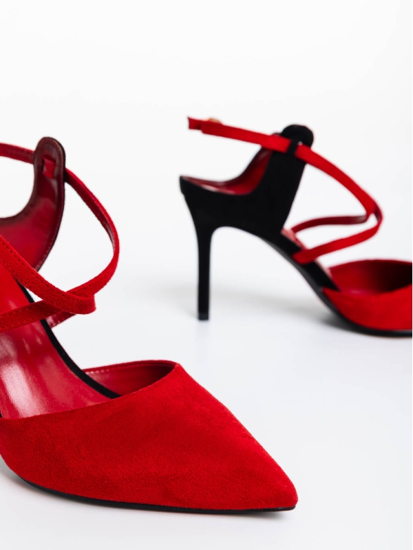Дамски обувки червени от текстилен материал Saleena, 6 - Kalapod.bg