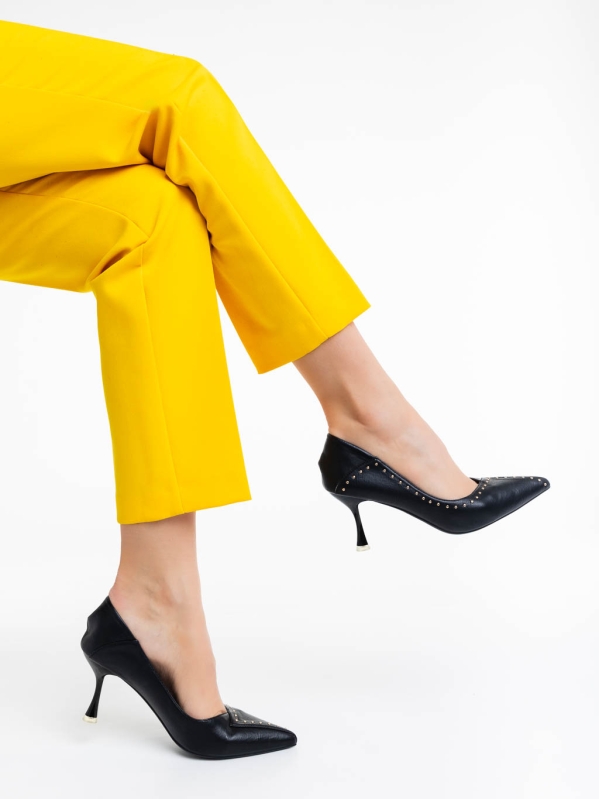Дамски обувки с ток черни от екологична кожа Olivea, 3 - Kalapod.bg