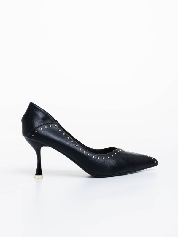 Дамски обувки с ток черни от екологична кожа Olivea, 5 - Kalapod.bg