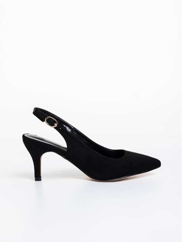 Дамски обувки с ток черни от текстилен материал Opaline, 5 - Kalapod.bg
