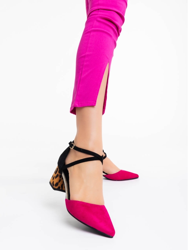 Дамски обувки с ток циклама от текстилен материал Sisley, 2 - Kalapod.bg