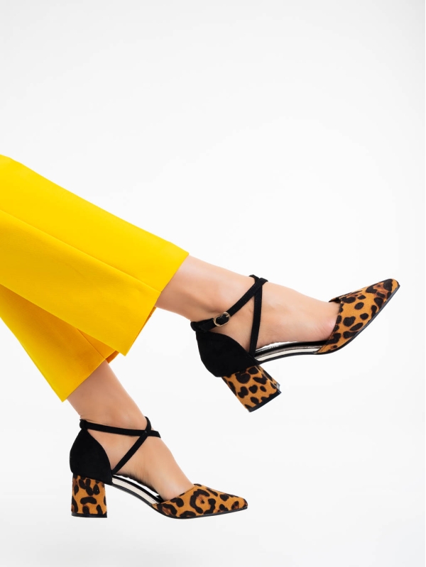 Дамски обувки с ток леопардови от текстилен материал Sisley, 3 - Kalapod.bg