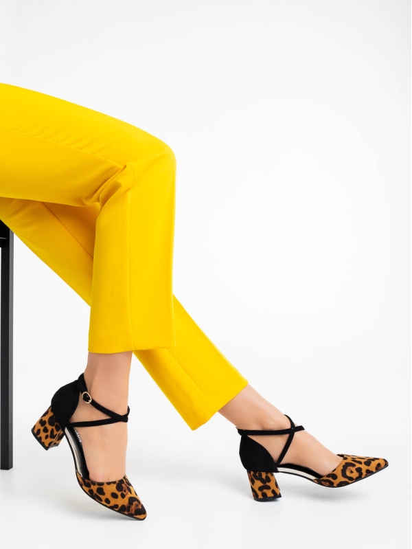 Дамски обувки с ток леопардови от текстилен материал Sisley, 4 - Kalapod.bg