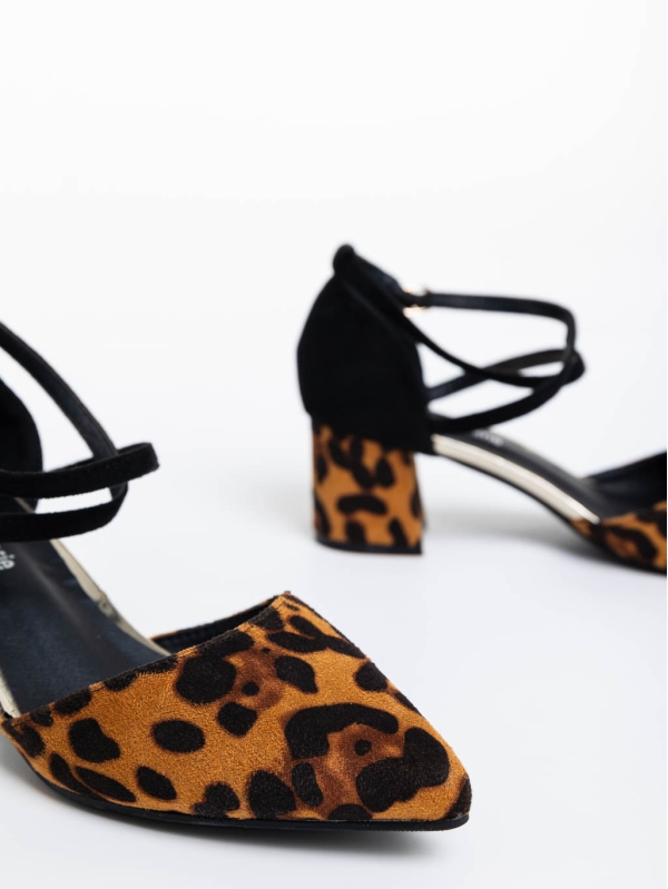Дамски обувки с ток леопардови от текстилен материал Sisley, 6 - Kalapod.bg