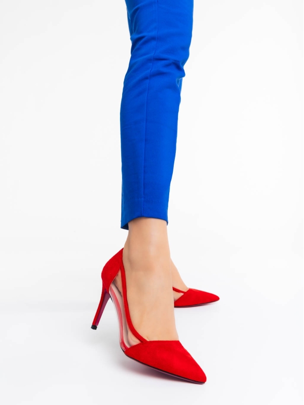Дамски обувки червени от текстилен материал Ambar, 2 - Kalapod.bg