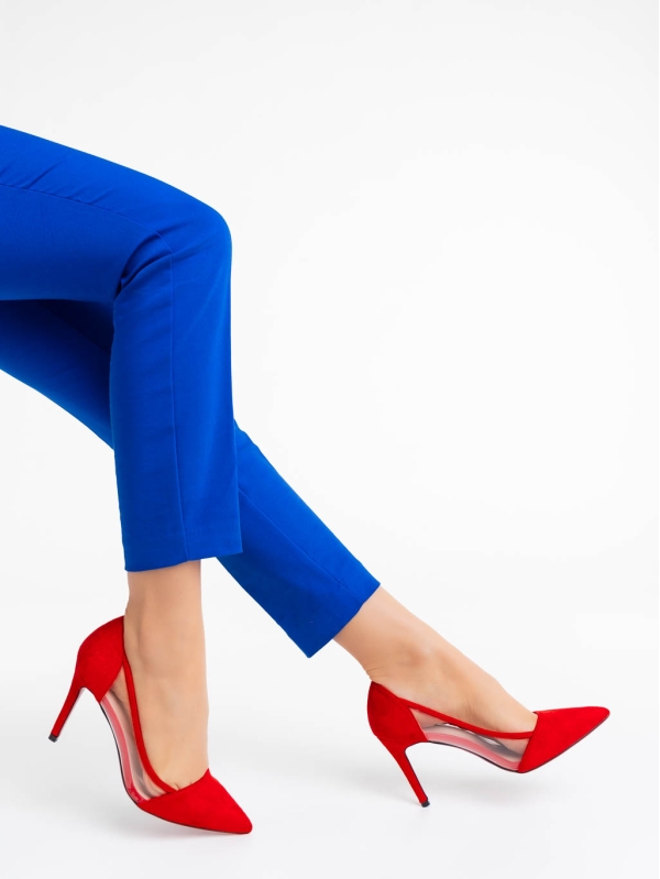 Дамски обувки червени от текстилен материал Ambar, 3 - Kalapod.bg