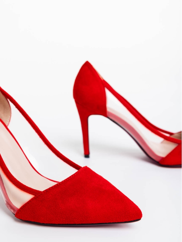Дамски обувки червени от текстилен материал Ambar, 6 - Kalapod.bg