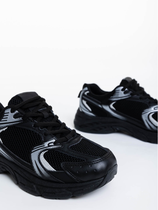Дамски спортни обувки черни от текстилен материал Dunya, 6 - Kalapod.bg