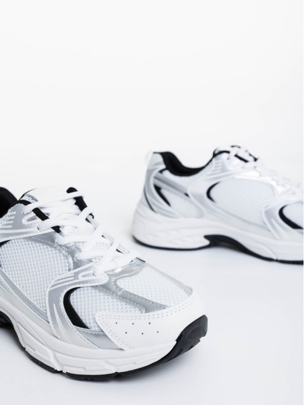 Дамски спортни обувки бели с черно от текстилен материал Dunya, 6 - Kalapod.bg