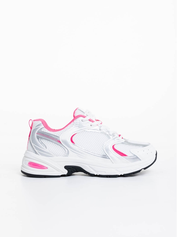 Дамски спортни обувки бели с розово от текстилен материал Dunya, 5 - Kalapod.bg