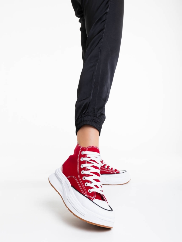 Дамски обувки за тенис червени от текстилен материал Dibora, 2 - Kalapod.bg