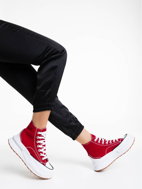 Дамски обувки за тенис червени от текстилен материал Dibora, 4 - Kalapod.bg