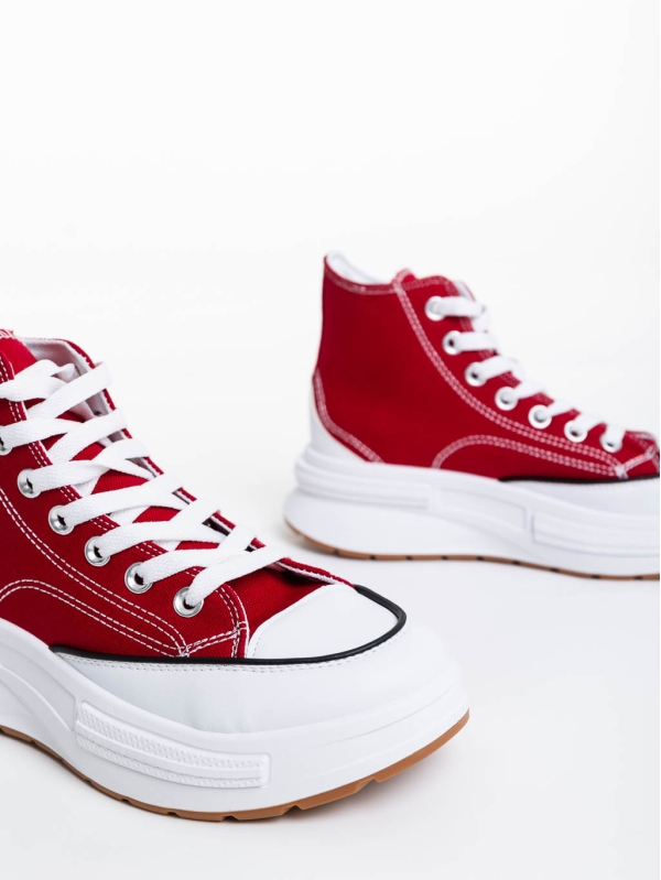 Дамски обувки за тенис червени от текстилен материал Dibora, 6 - Kalapod.bg