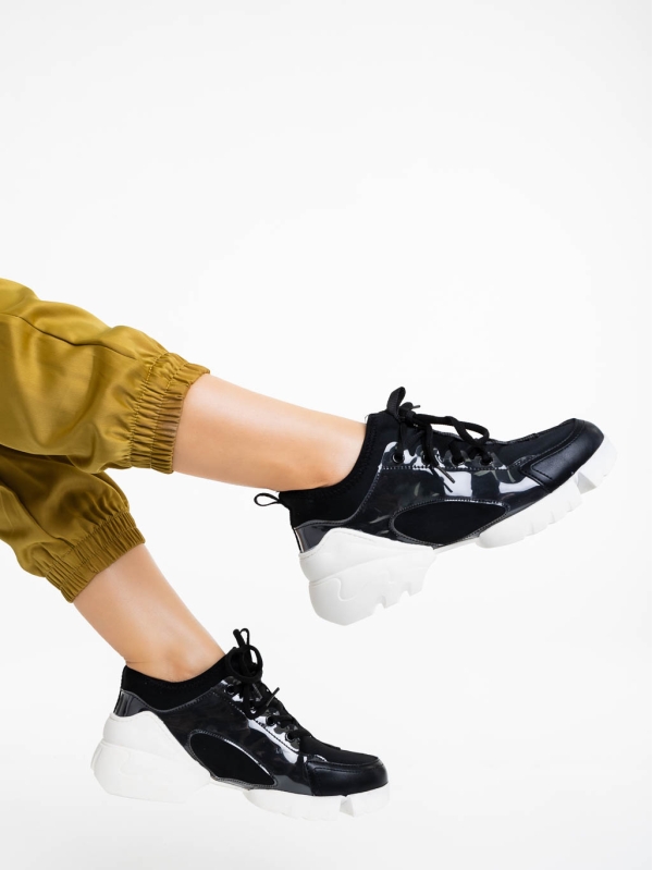 Дамски спортни обувки черни от текстилен материал Sonia, 4 - Kalapod.bg