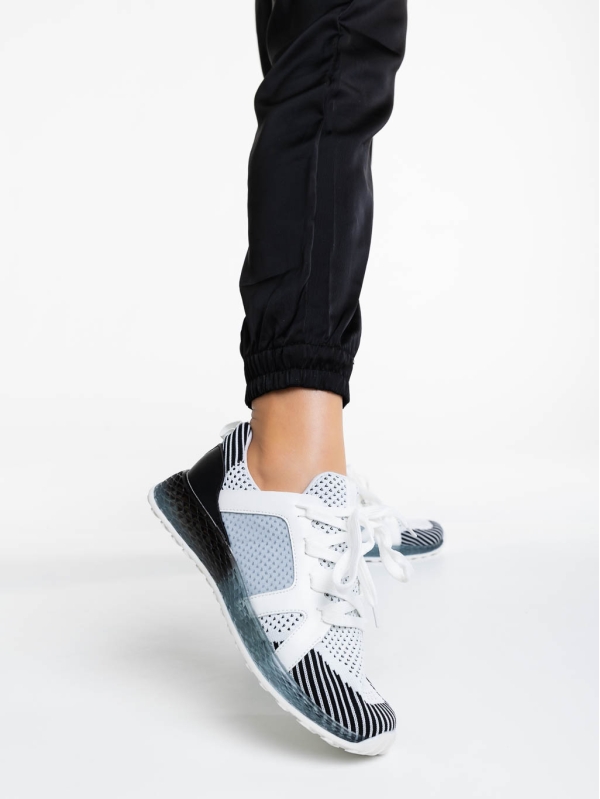 Дамски спортни обувки бели с черно от текстилен материал Torillia, 2 - Kalapod.bg
