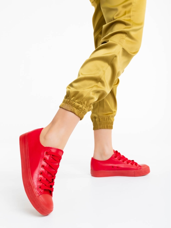 Дамски обувки за тенис червени от екологична кожа Tokyo, 3 - Kalapod.bg