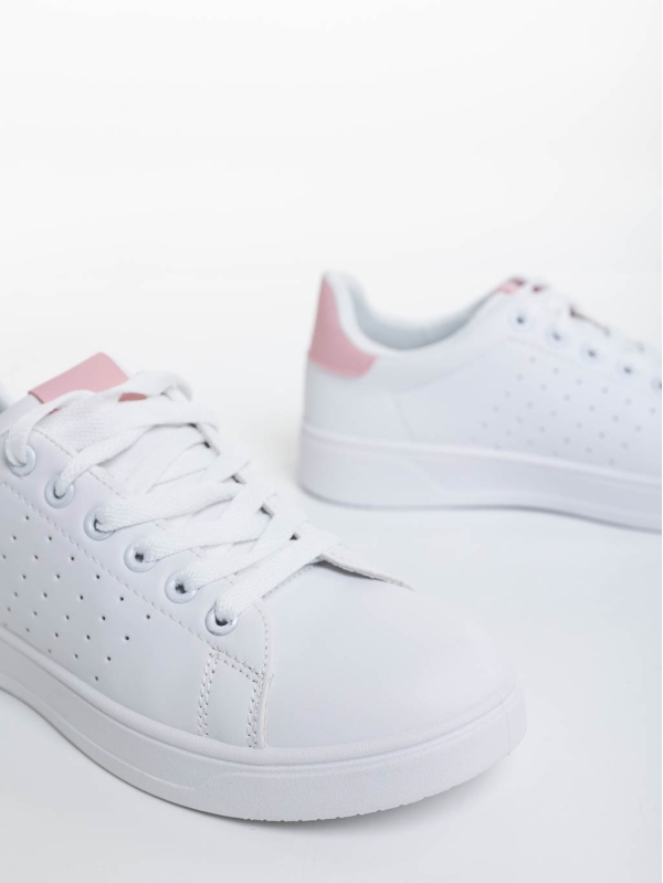 Дамски спортни обувки бели с розово от екологична кожа Rasine, 6 - Kalapod.bg