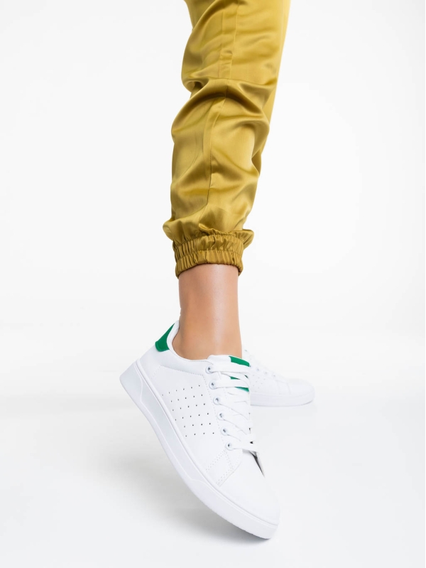 Дамски спортни обувки бели със зелено от екологична кожа Rasine, 2 - Kalapod.bg