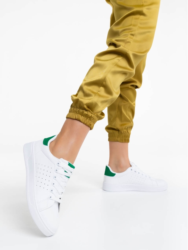 Дамски спортни обувки бели със зелено от екологична кожа Rasine, 3 - Kalapod.bg