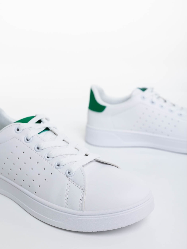 Дамски спортни обувки бели със зелено от екологична кожа Rasine, 6 - Kalapod.bg