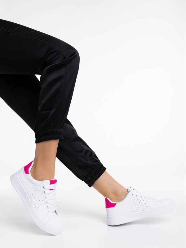 Дамски спортни обувки бели с циклама от екологична кожа Rasine, 4 - Kalapod.bg