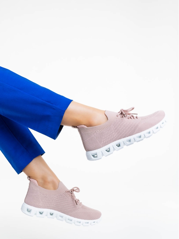 Дамски спортни обувки розови от текстилен материал Romeesa, 4 - Kalapod.bg