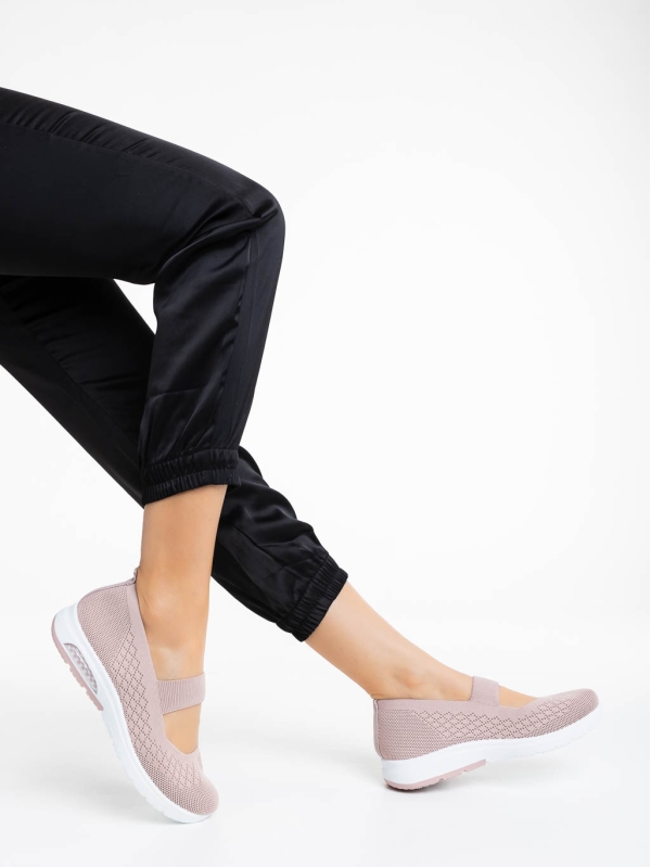 Дамски спортни обувки розови от текстилен материал Renora, 4 - Kalapod.bg