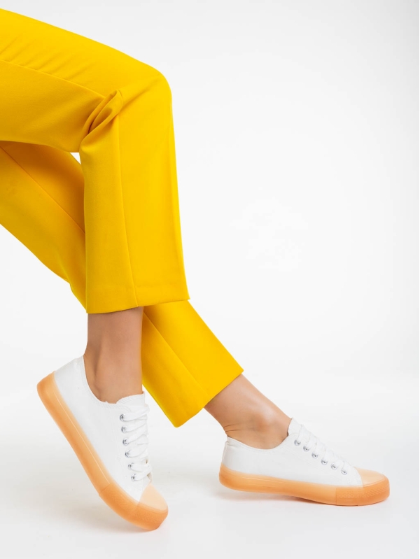 Дамски тенис обувки бели с телесен цвят от текстилен материал Migina, 4 - Kalapod.bg