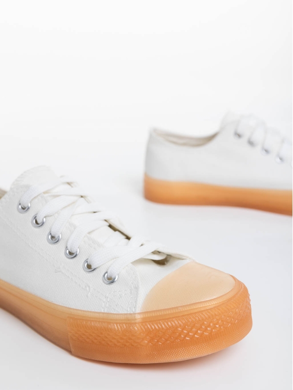 Дамски тенис обувки бели с телесен цвят от текстилен материал Migina, 6 - Kalapod.bg