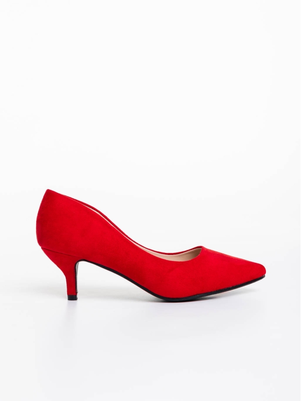 Дамски обувки с ток червени от текстилен материал Triona, 7 - Kalapod.bg